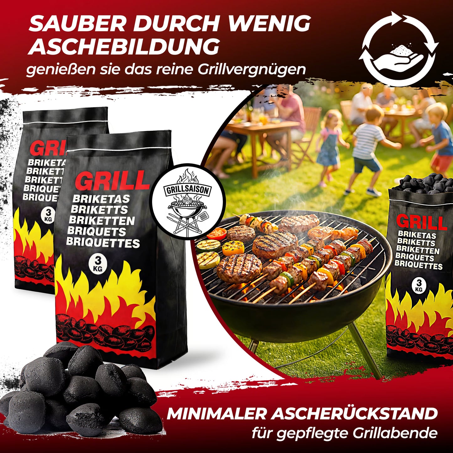 18 kg Holzkohle für einen Grillbeutel von 3 kg