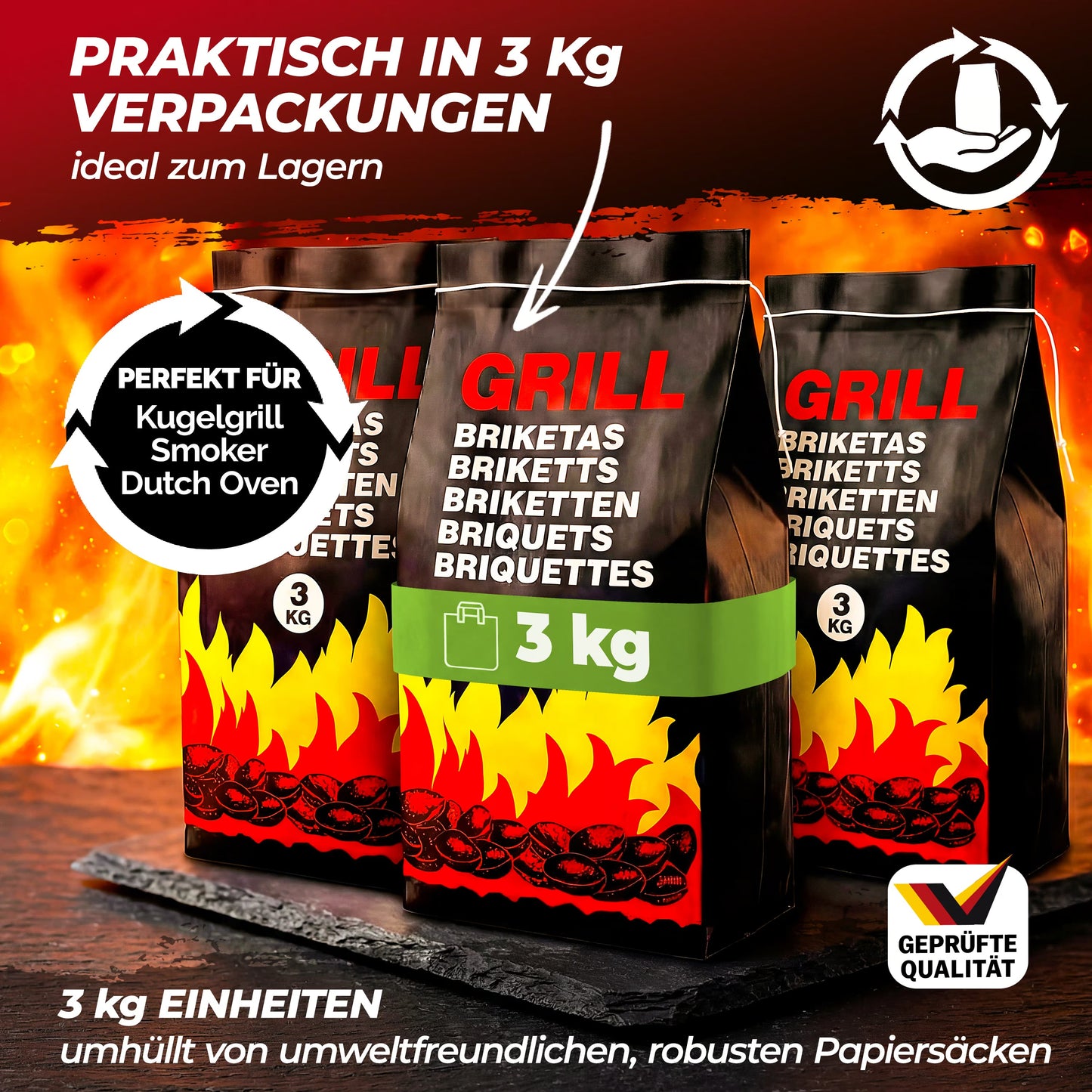 18 kg Holzkohle für einen Grillbeutel von 3 kg