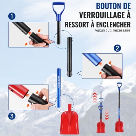 Verstellbare Aluminium-Schneeschaufel mit Teleskopstiel und Aufbewahrungstasche