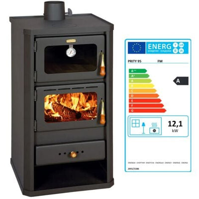 Holzofen mit Backofen. Heizleistung 12 kW. Modell „Prity FM“.