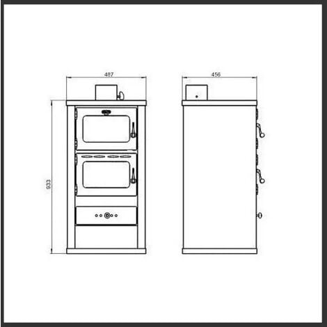 Holzofen mit Backofen. Heizleistung 12 kW. Modell „Prity FM“.
