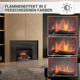 RICHEN EF4XC Elektrokamin mit Heizung – 3D-Flammeneffekt & Knistergeräusch, Fernbedienung, Elektrischer Standkamin in Schwarz