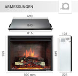 RICHEN EF4XC Elektrokamin mit Heizung – 3D-Flammeneffekt & Knistergeräusch, Fernbedienung, Elektrischer Standkamin in Schwarz