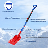 Verstellbare Aluminium-Schneeschaufel mit Teleskopstiel und Aufbewahrungstasche