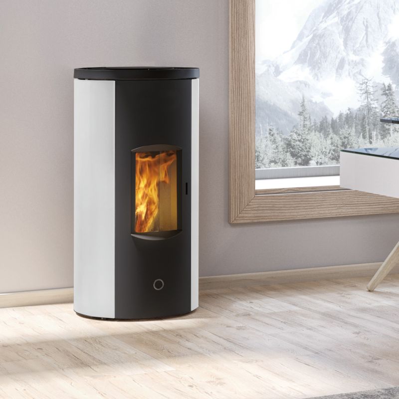 EK63 Like 80 Evo Pelletofen Stahl weiß RR hinten