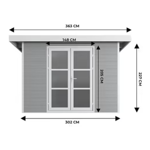 SINTRA 9 m² Gartenhaus aus hellgrauem Verbundmaterial – Modern und langlebig