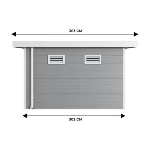 SINTRA 9 m² Gartenhaus aus hellgrauem Verbundmaterial – Modern und langlebig