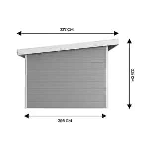 SINTRA 9 m² Gartenhaus aus hellgrauem Verbundmaterial – Modern und langlebig