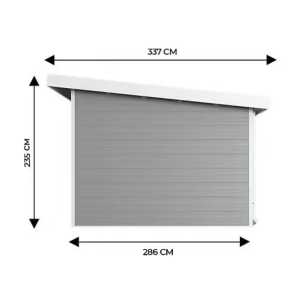 SINTRA 9 m² Gartenhaus aus hellgrauem Verbundmaterial – Modern und langlebig
