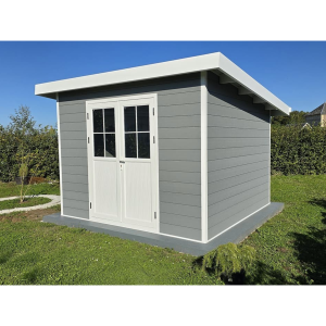 SINTRA 9 m² Gartenhaus aus hellgrauem Verbundmaterial – Modern und langlebig