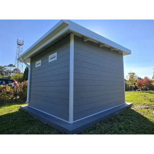SINTRA 9 m² Gartenhaus aus hellgrauem Verbundmaterial – Modern und langlebig