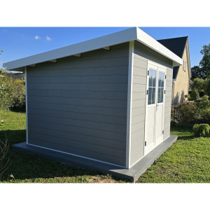 SINTRA 9 m² Gartenhaus aus hellgrauem Verbundmaterial – Modern und langlebig
