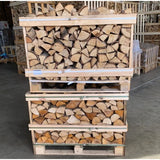 2x Paletten (Weißeiche + Buche/Hainbuche) – 33 cm lange Holzscheite