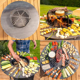 FIESTA Hohe Feuerstelle mit abnehmbarer Stahlplatte und Grillrost, Grillplatte für den Außenbereich, Ø 75 cm