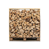 Kiste mit 1,50 Kubikmetern 30 cm Brennholz – Palette mit 1,05 m³ gespaltenem und geschnittenem Holz (Eiche/Buche/Kastanie).